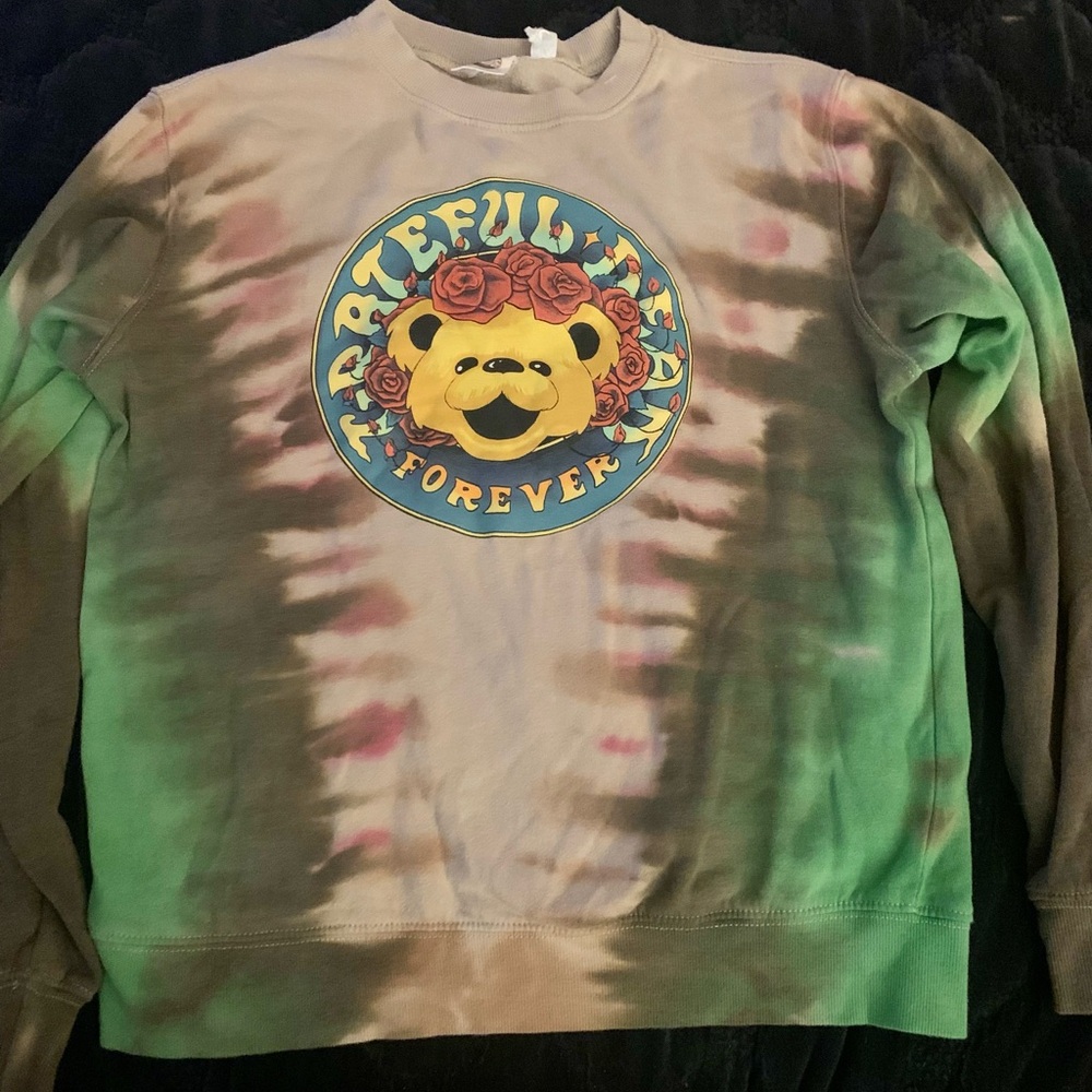Grateful Dead Forever Teddy Bear and Roses Tie Dyed Women’s Sweatshirt